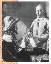 William Harvey (right) with Charles I (seated, left).