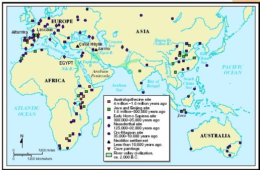 Sites of early civilizations.