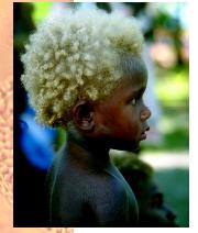A young native of the Solomon Islands. A slight variation in the activity of an enzyme for pigment synthesis may result in phenotypic variation.